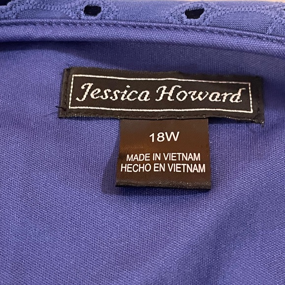 Jessica Howard Woman Long Sleeve Dress blue eyelet sz 18W lined spandex stretch - Picture 15 of 15